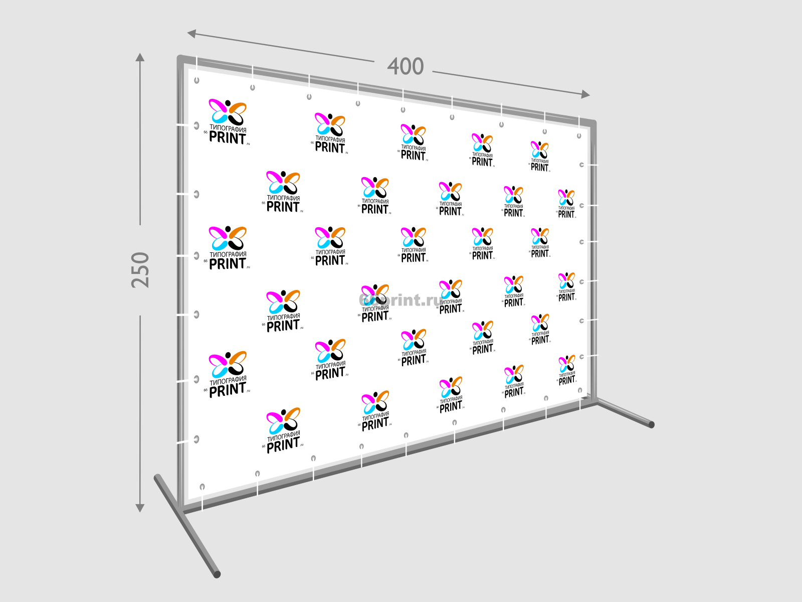 Пресс волл 250х400 см. (конструкция + баннер с печатью 720 dpi) –  типография в Реже